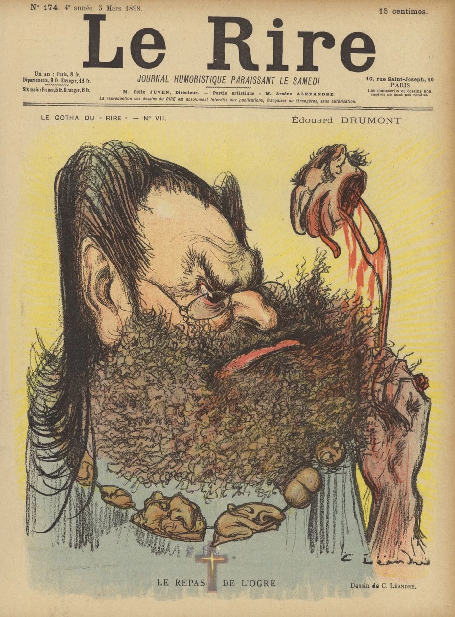 Charles Léandre - Caricatura di Édouard Drumont da Le Rire (risate)